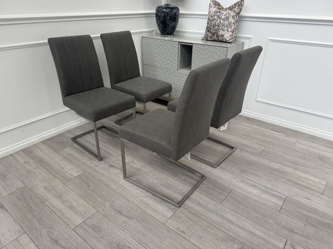 Furniture Village Grigio Set of 4 Grey Suede Dining Chairs0