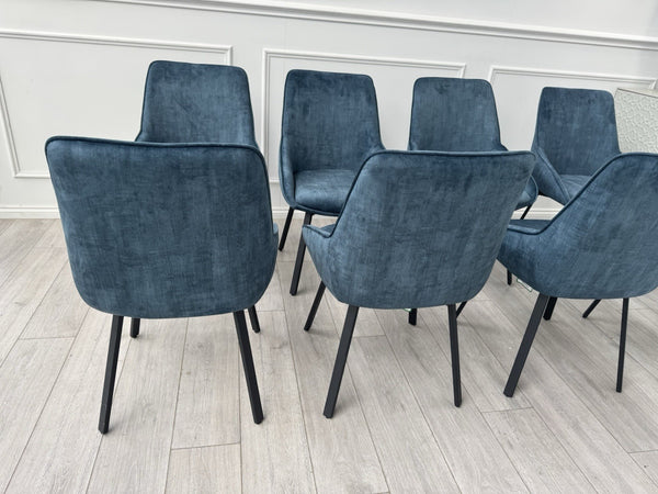 Furniture Village Veja Navy Blue Velvet Set Of 8 Swivel Dining Chairs7