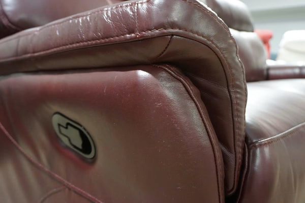 DFS Verona wine leather manual reclining 3 seater sofa1