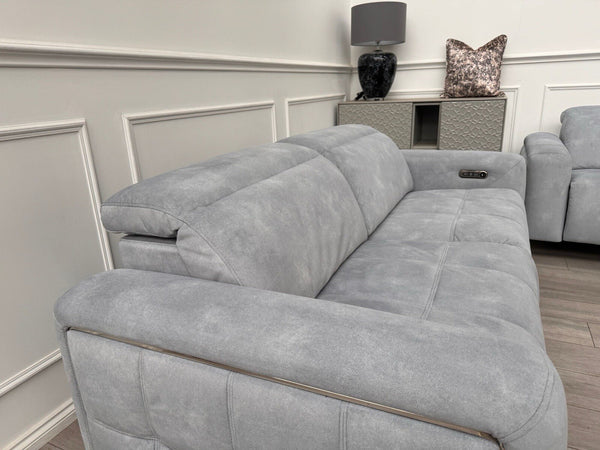 Sofology Marvella 2.5 + 2 Seater Sofa Set Flecked Silver Fabric Power Recliner19