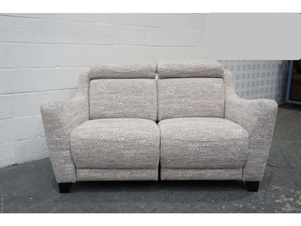 Parker Knoll Berkley beige patterned fabric power recliner 2 seater sofa   heat4