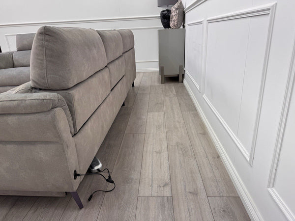 Sofology Missouri Corner Sofa In Silver Grey Fabric Power Recliner + Headrest21