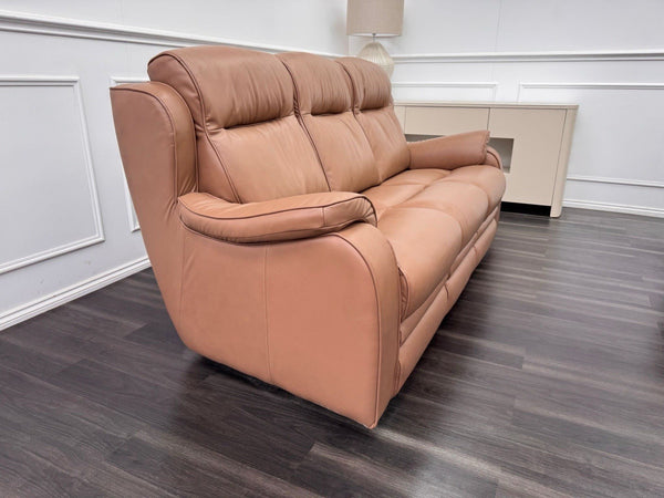 Parker Knoll Boston Dark Taupe Leather Static 3 Seater Sofa1