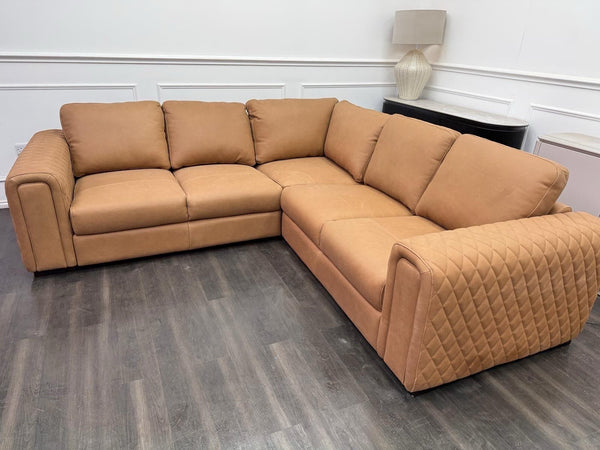 Sofology Tan Brown Leather Symmetrical Corner Sofa (Not Recliner)21