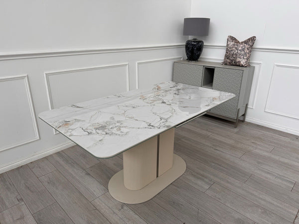 Furniture Village Avorio Large Extending Dining Table marble-effect ceramic top0