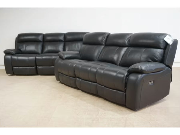 Furniture Village Moreno Black Leather Power Recliner 3 & 3 Seater Sofa Set1