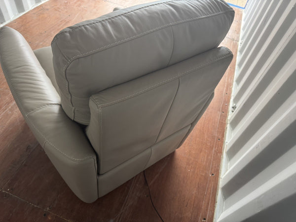 Furniture Village Petit Light Grey Leather Power Recliner Armchair 4