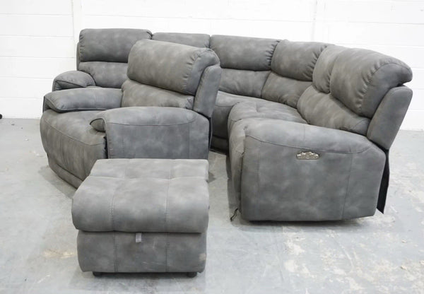 Furniture Village Link dark grey Leather Power Recliner Corner Sofa Symmetrical0