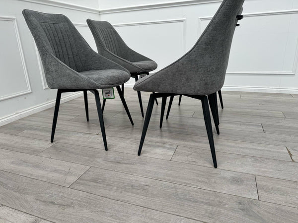 Furniture Village Crete Set Of 4 Swivel Dining Chairs Grey Fabric2