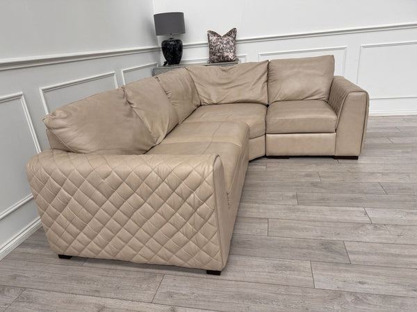 Sofology Mazzini Corner Sofa Dakota Ice Cream Leather 3/CNR/16