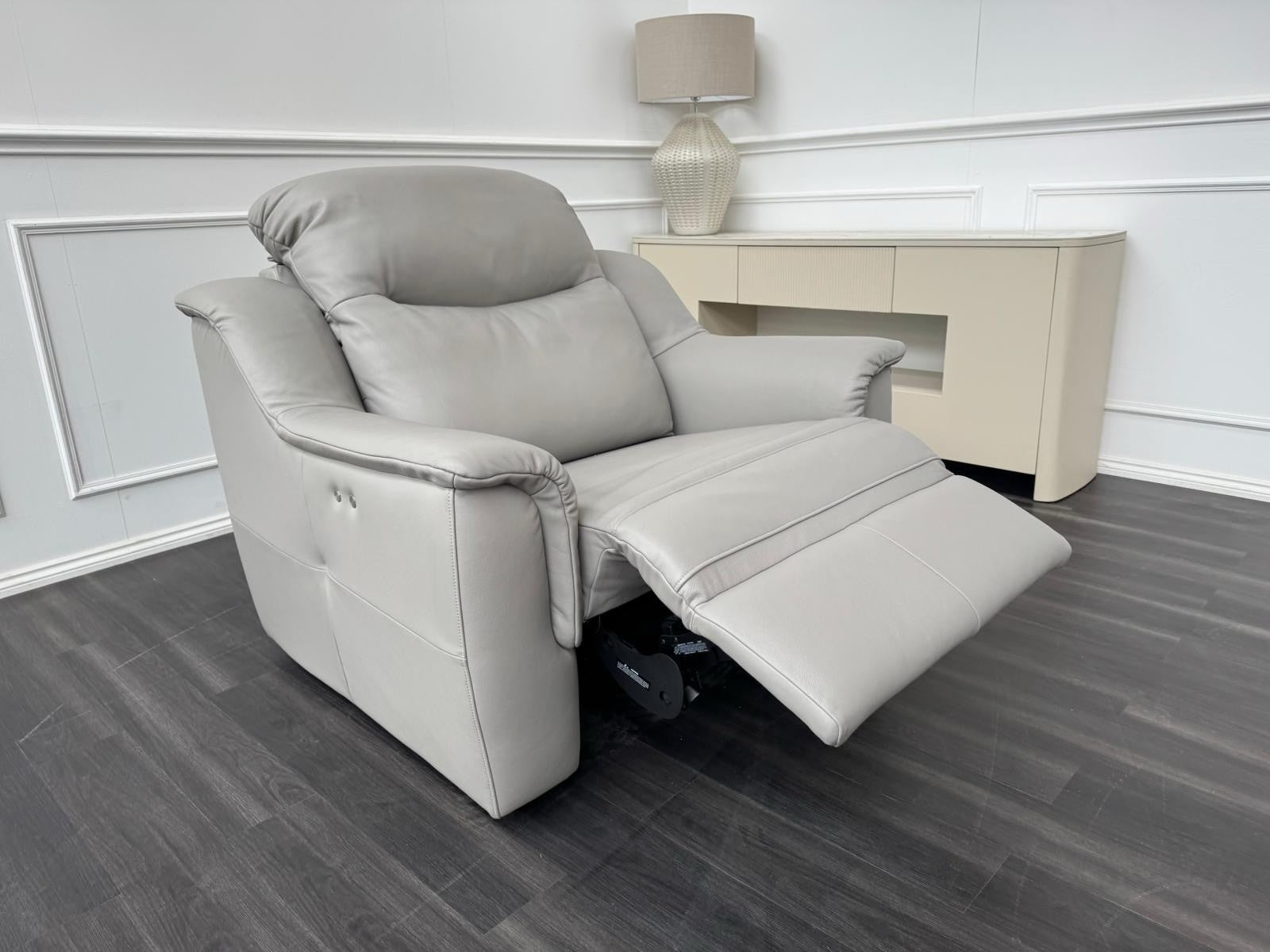 G Plan Firth Grey Leather Power Recliner Armchair0