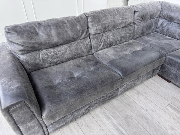 Sofology Maximo Large Corner Sofa Dark Grey Aniline Leather 3/CNR/313