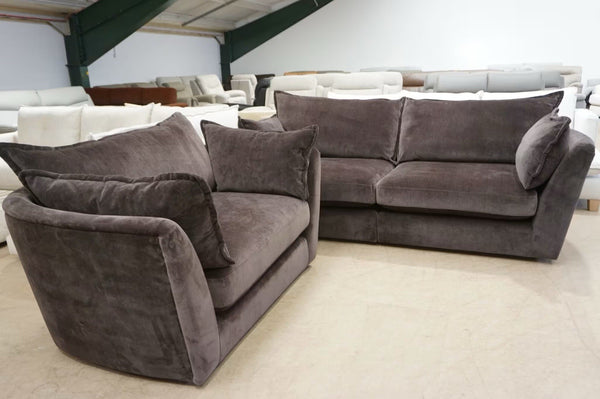 DFS charcoal chenille fabric 4 seater split sofa + snuggle armchair Sofa Set4