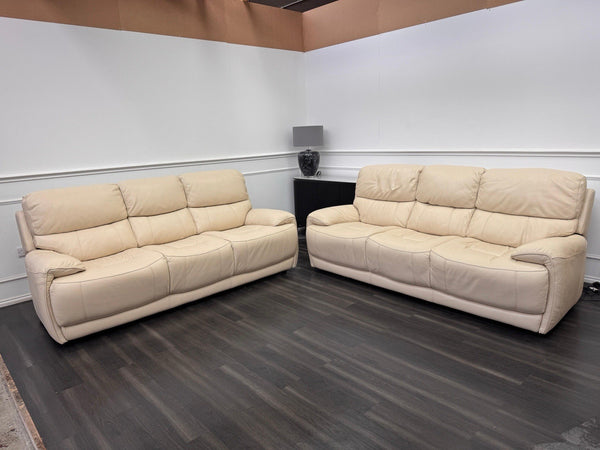 Furniture Village Link 3 + 3 Seater Sofa Set Static Beige Leather3