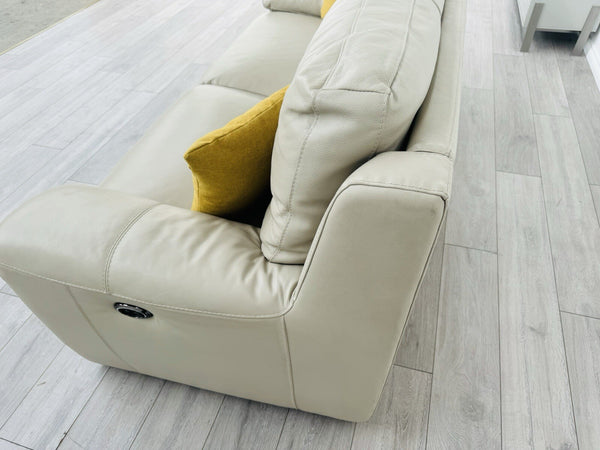 Furniture Village Feather Grey Leather Power Recliner 3 Seater Sofa15