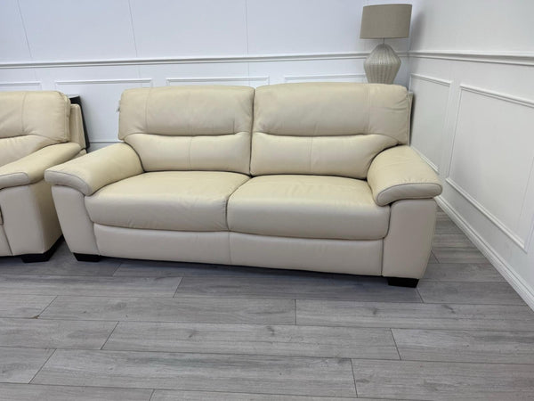 Furniture Village Hetty 3 + 3 Seater Sofa Set in Cream/Off White Leather16