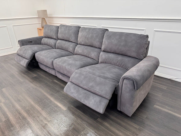 Furniture Village Nixon Large 4 Seater Sofa Power Recliner In Grey Lux Velvet1