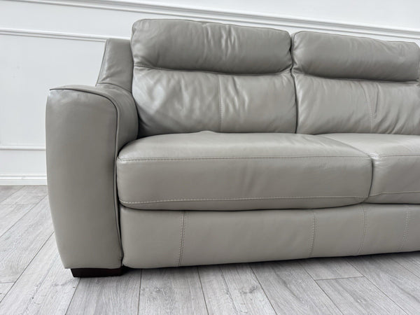 FURNITURE VILLAGE Light Taupe/Grey Genuine Leather Static 3 + 3 Seater Sofa Set1