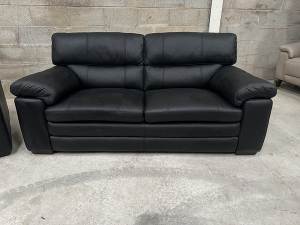 Furniture Village Cozee Black Leather Standard 3 & 2 Seater Sofa Set9