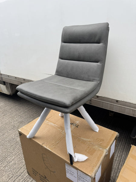 Furniture Village Njord Grey Leather Swivel Dining Chair0