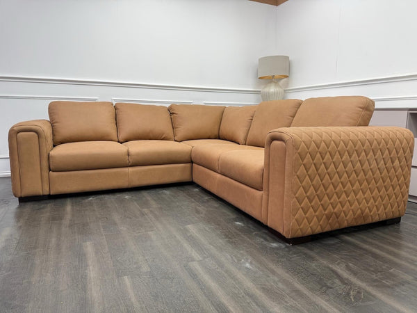 Sofology Tan Brown Leather Symmetrical Corner Sofa (Not Recliner)18