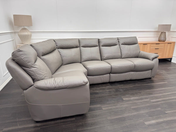 Furniture Village Snug Static L-Shape Corner Sofa In Grey Leather2