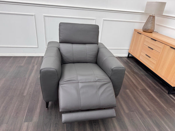 DFS Jagger Power Recliner Armchair Grey Leather Power Headrest13