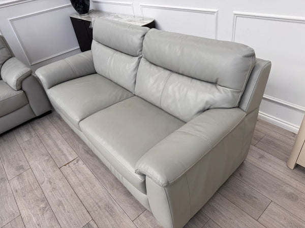 Furniture Village Grey Genuine Leather Sofa 3 & 3 Seater Sofa Set10