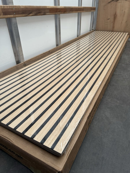 Acoustic Slat Wood Wall Panel Modern Interior Media Wall - White Oak 2.4m x 0.6m2