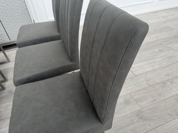 Furniture Village Grigio Set of 6 Grey Suede Dining Chairs6