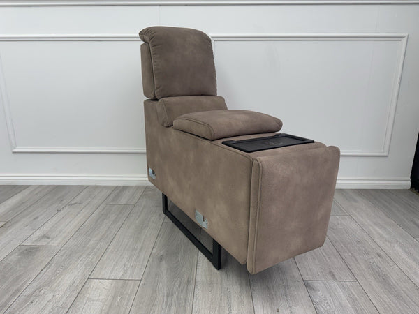 Sofology Illinois Console Mottled Fabric Latte Cup Holders Wireless Charging8