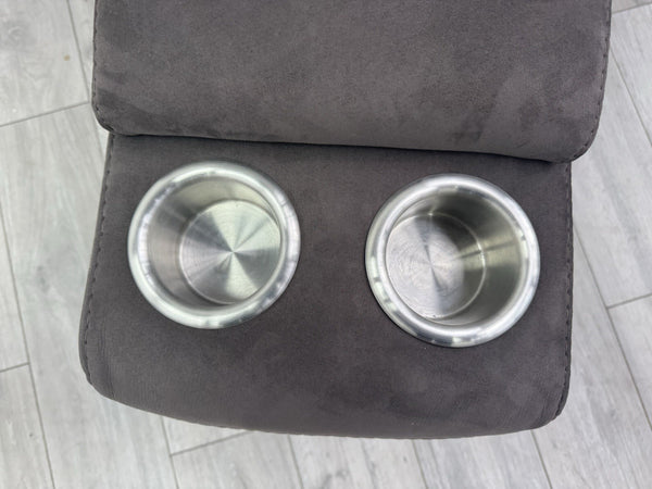 Sofology Radleigh Console Chocolate Brown Textured Fabric Cup Holders Storage1