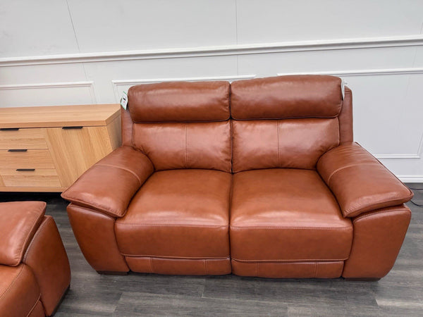 Furniture Village Starlight 3+2 Seater Sofa Set Power Recliner Tan Brown Leather3