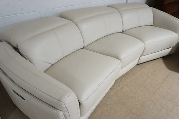 DFS Off white leather Power Recliner Large Curved 3 Seater + Armchair Sofa Set2