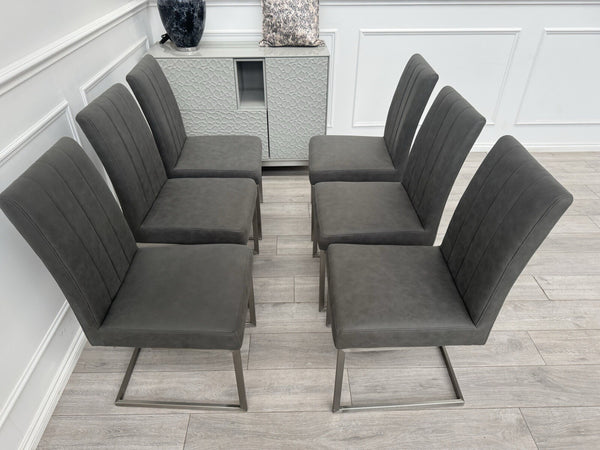 Furniture Village Grigio Set of 6 Grey Suede Dining Chairs2