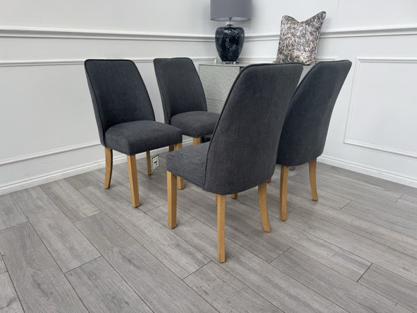 Furniture Village Hamilton Charcoal Fabric Set Of 4 Wooden Dining Chairs0