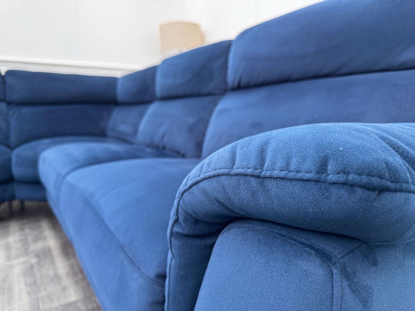 Furniture Village Contempo Power Recliner Corner Sofa In Navy Blue Velvet15