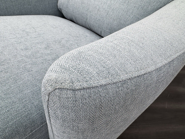 Furniture Village Petit Sky Blue Fabric Power Recliner 3+1+1 Seater Sofa Set21