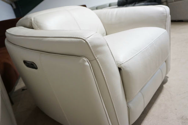 DFS Off white leather Power Recliner Large Curved 3 Seater + Armchair Sofa Set3