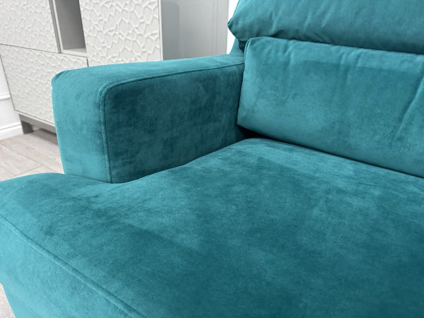 Furniture Village Lounge Co Romilly Teal Velvet Fabric 4 Seater Sofa RRP £219514