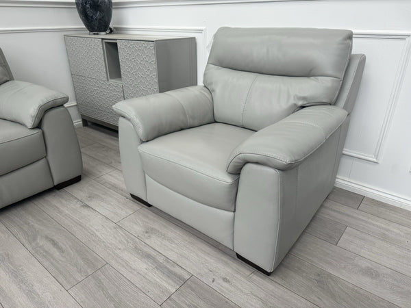 Furniture Village Light Grey Leather Sofa 3 Seater & Armchair Sofa Set4
