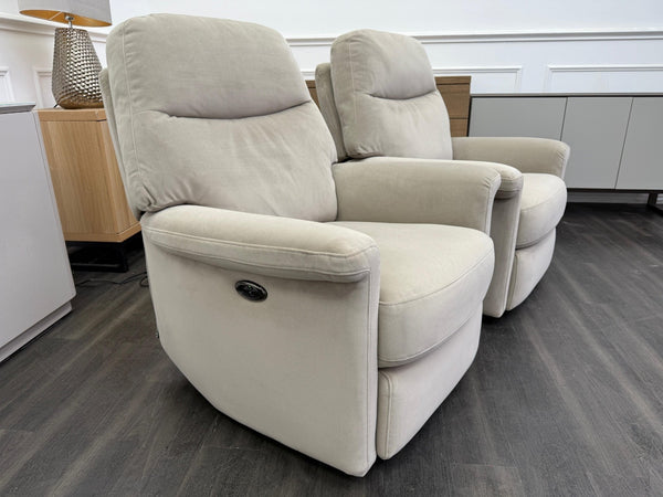 Furniture Village Lilie Pair of Armchairs in Beige fabric Power Recliner4