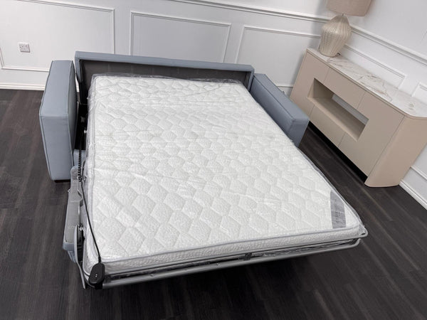 DFS Sonno 3 Seater Sofabed In Baby Blue Leather Electric Power Pull Out22