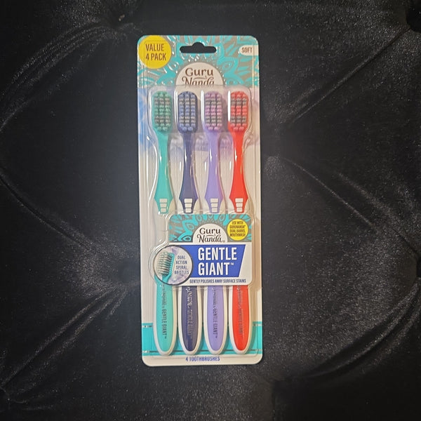 Guru Nanda Gentle Giant Dual Action Spiral Soft Flossing Toothbrushes 4 Pack0
