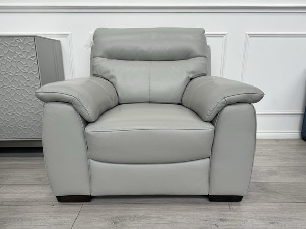 Furniture Village Light Grey Leather Sofa 3 Seater & Armchair Sofa Set5