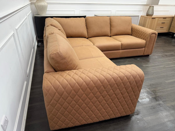 Sofology Tan Brown Leather Symmetrical Corner Sofa (Not Recliner)8