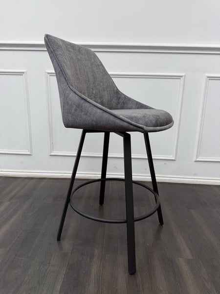 Furniture Village Veja Grey Velvet Swivel Dining Barstool (Pre-sale)8