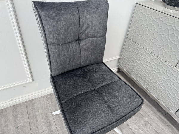 Furniture Village Glacier Pair Of 2 Swivel Dining Chairs Dark Grey Fabric5