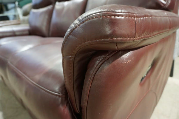 DFS Verona wine leather manual reclining 3 seater sofa4