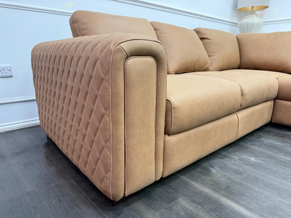 Sofology Tan Brown Leather Symmetrical Corner Sofa (Not Recliner)20